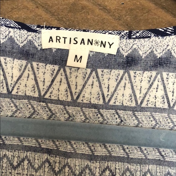 Navy Aztec print blouse - Size M - Picture 2 of 4